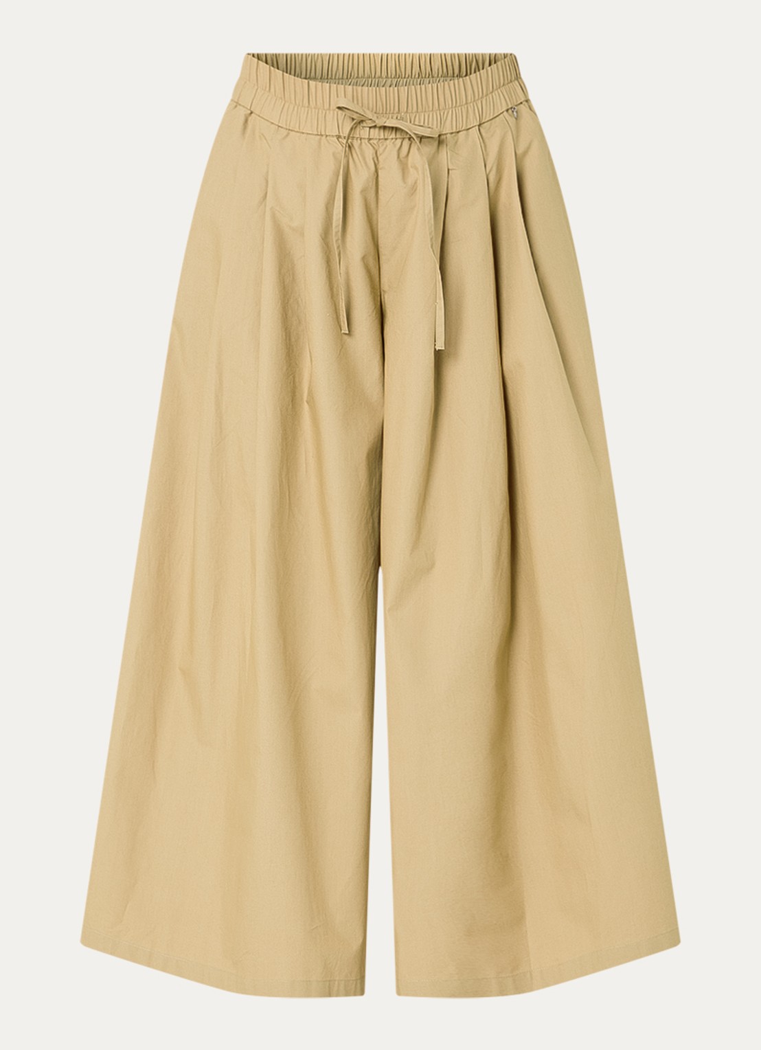 River Woods Poplin mid waist wide fit palazzo broek met steekzakken - voorkant 2 mosterd