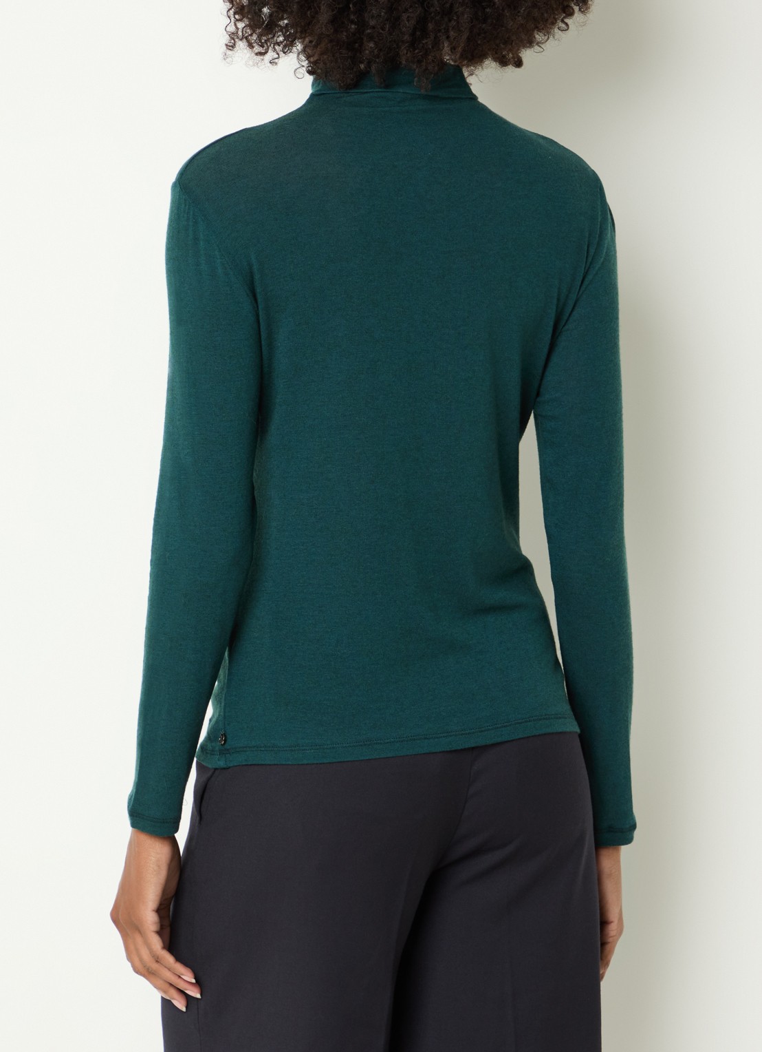 River Woods Pullover in wolblend met col - achterkant donkergroen