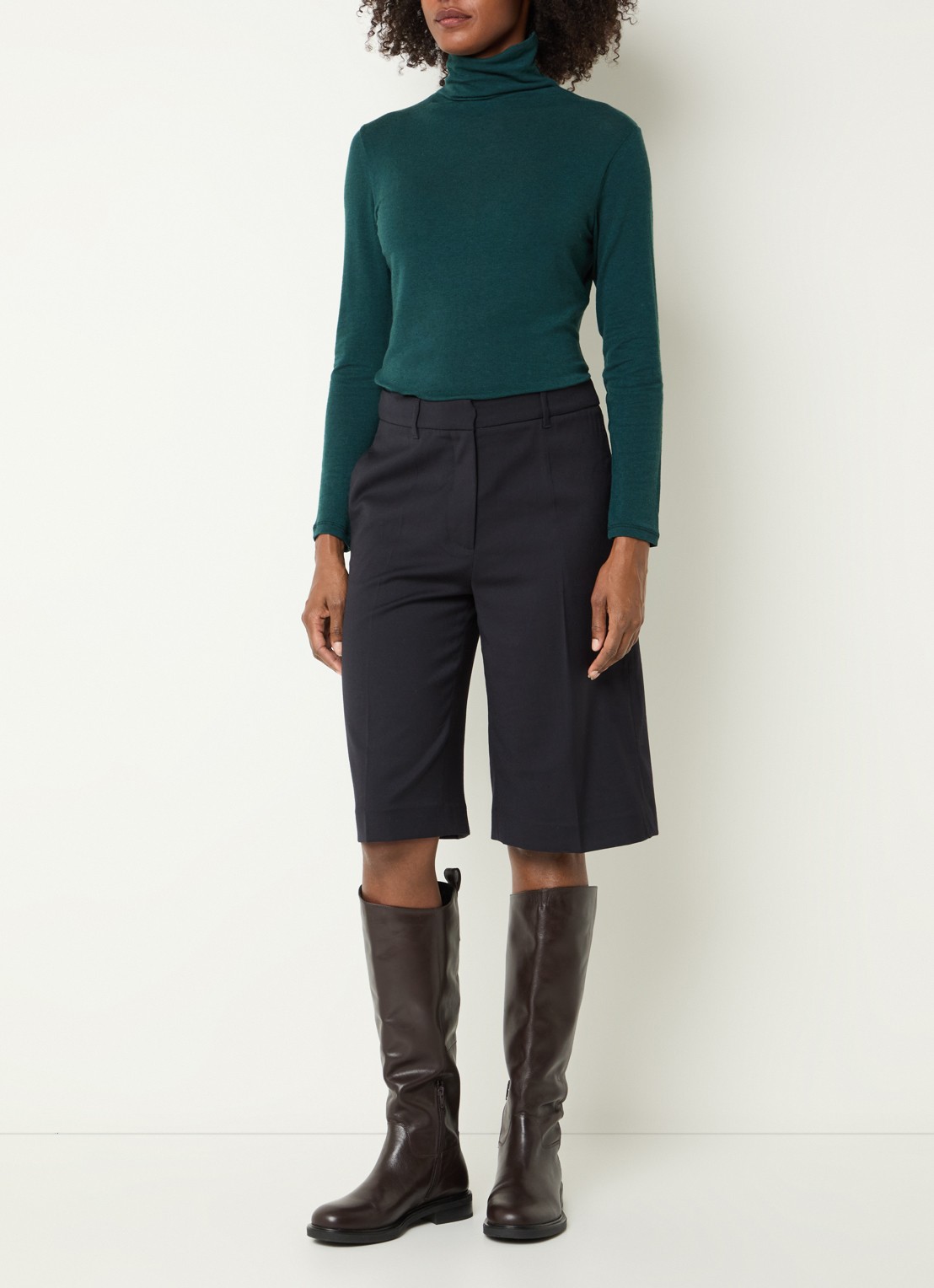 River Woods Pullover in wolblend met col - voorkant 3 donkergroen