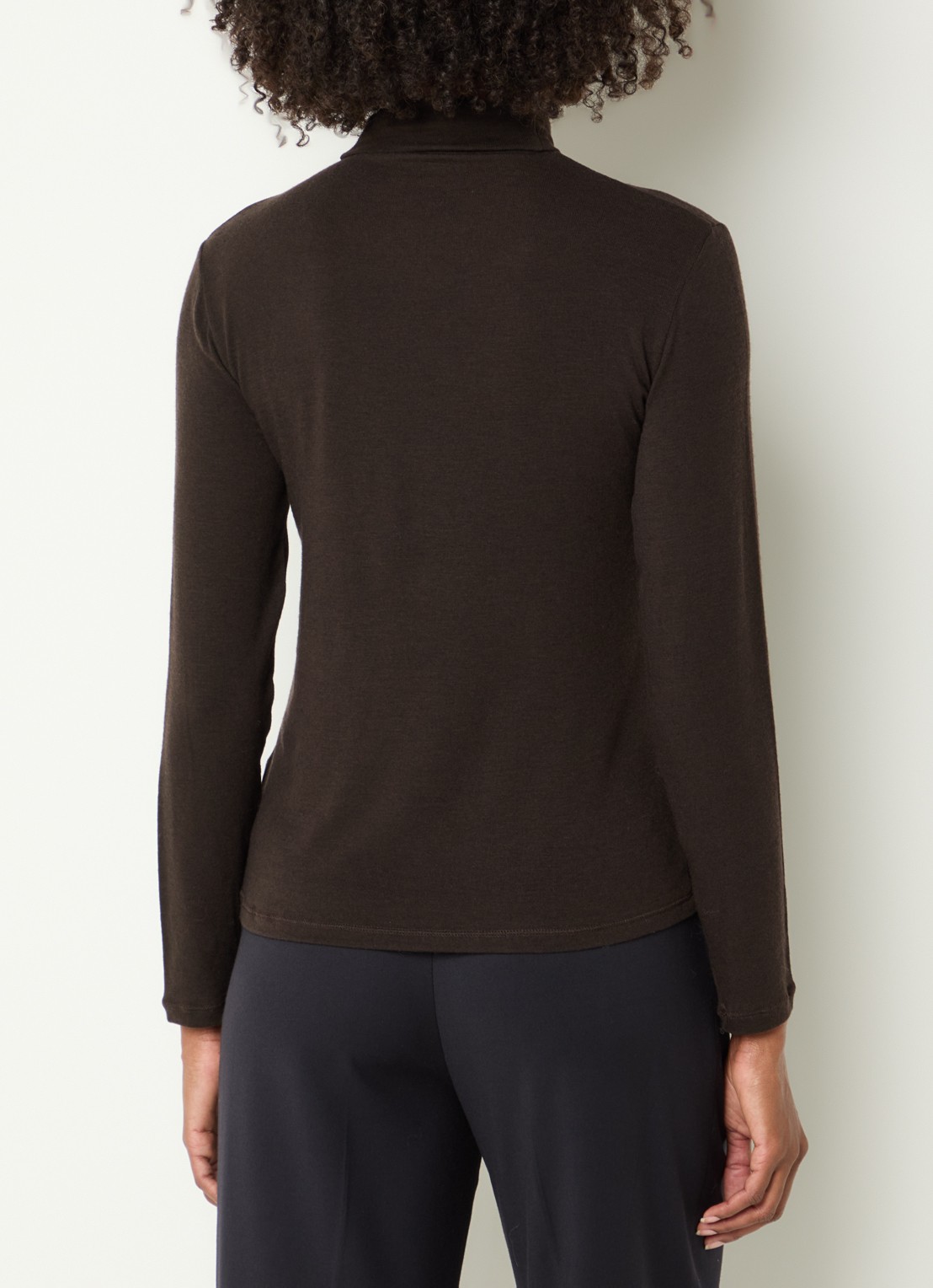 River Woods Pullover in wolblend met col - achterkant 4 chocoladebruin