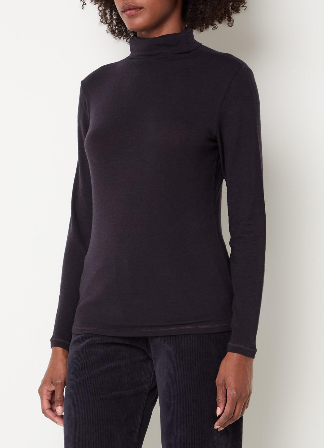 River Woods Pullover in wolblend met col - detail blauw