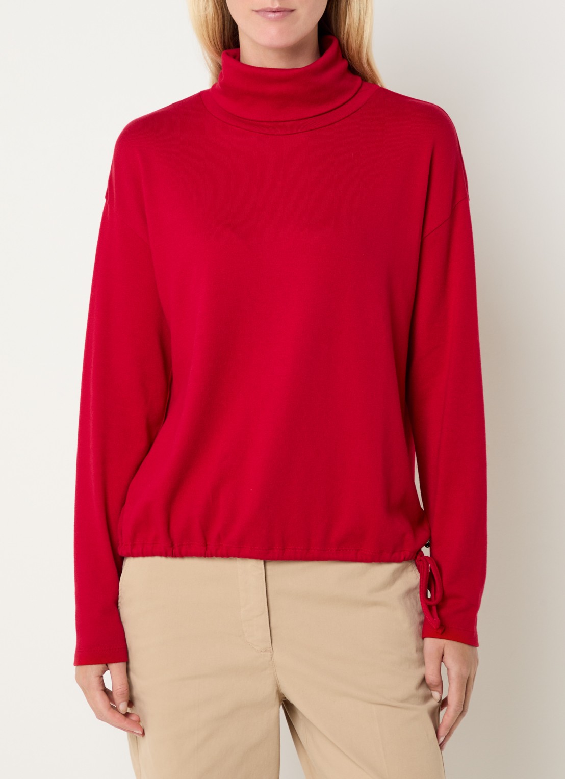 River Woods Pullover met col - detail rood