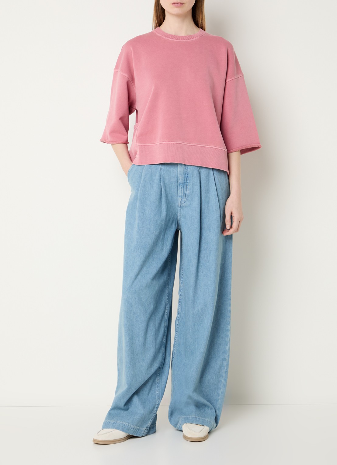 River Woods Sweater met opgestikte zak - voorkant 4 cranberryrood
