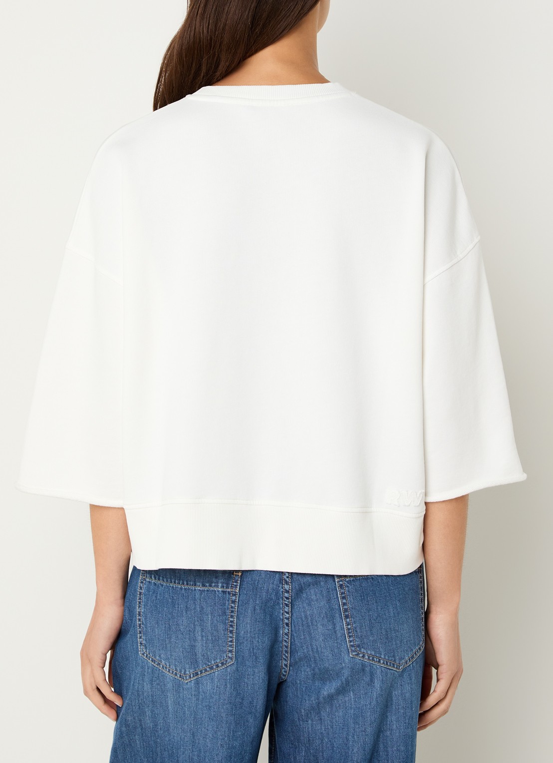 River Woods Sweater met opgestikte zak - achterkant 4 gebroken wit
