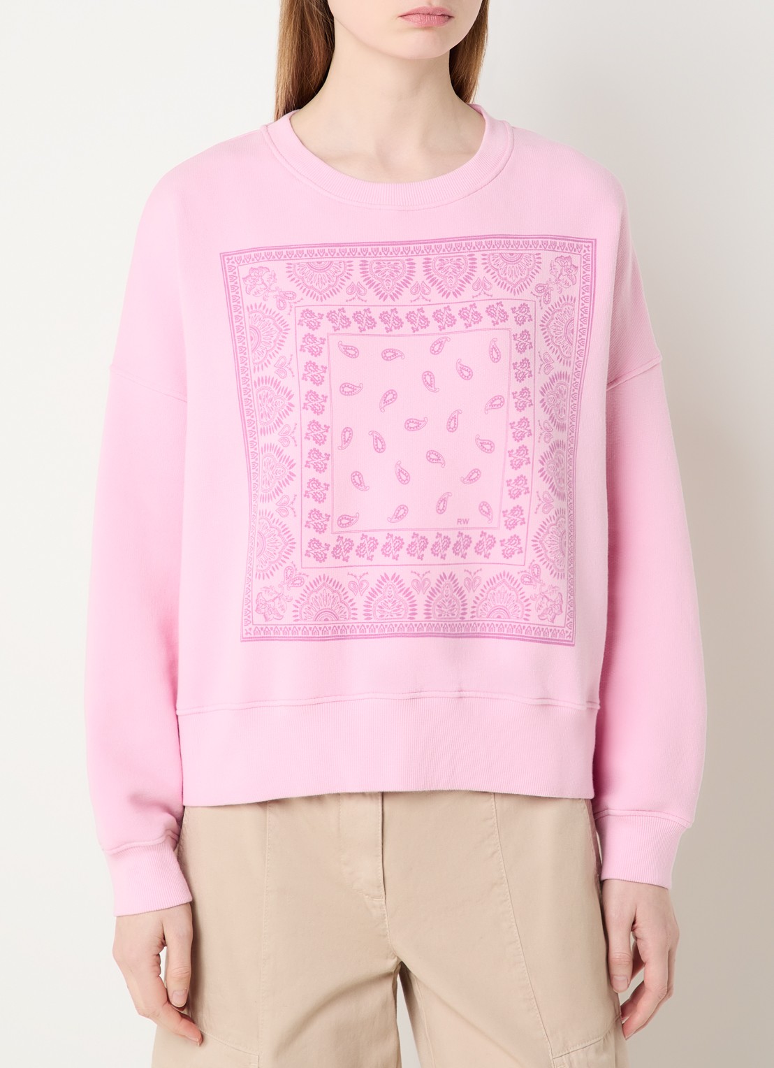 River Woods Sweater met paisley dessin - detail 2 roze