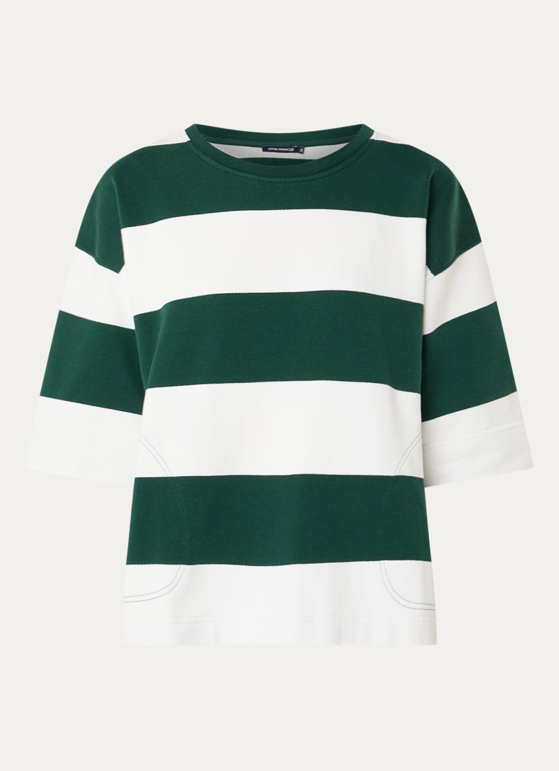 River Woods Sweater met streepprint - voorkant 3 donkergroen