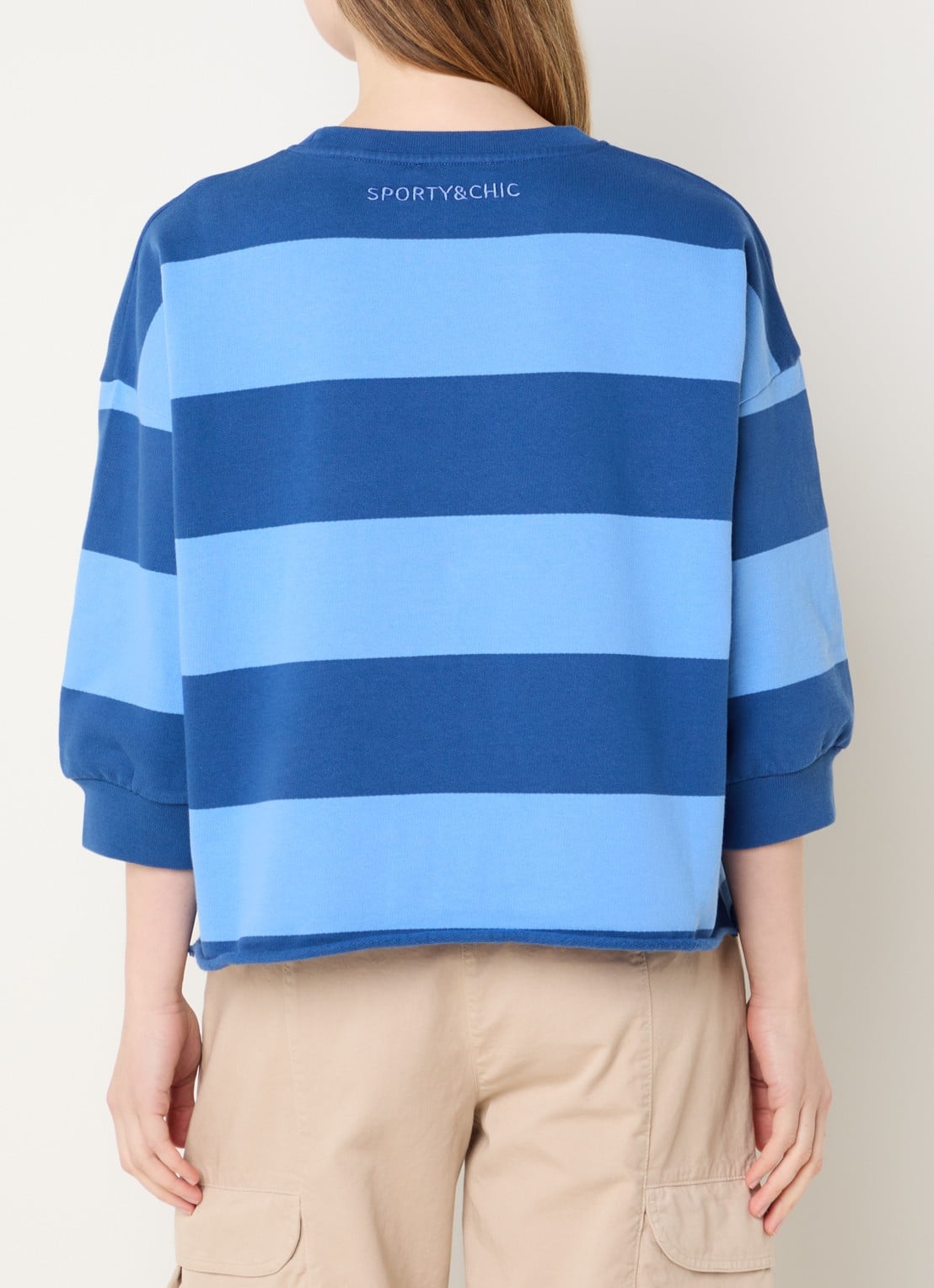 River Woods Sweater met streepprint - achterkant 3 blauw