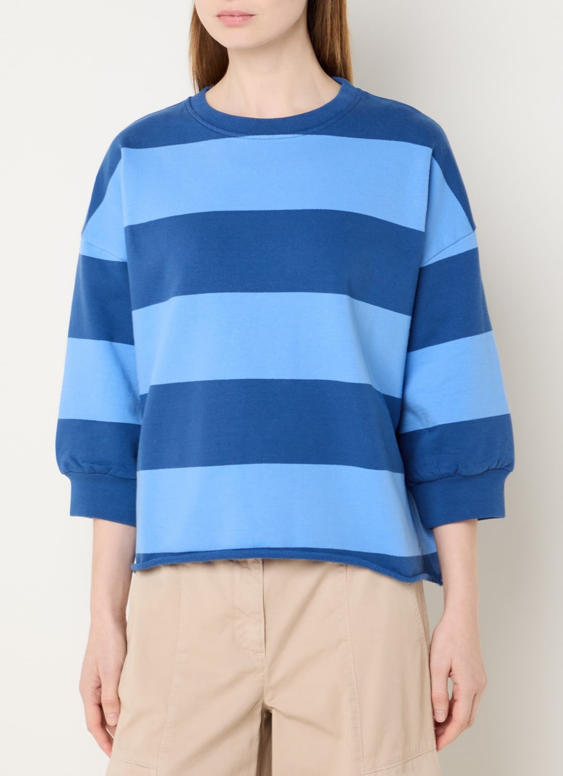 River Woods Sweater met streepprint - detail 4 blauw