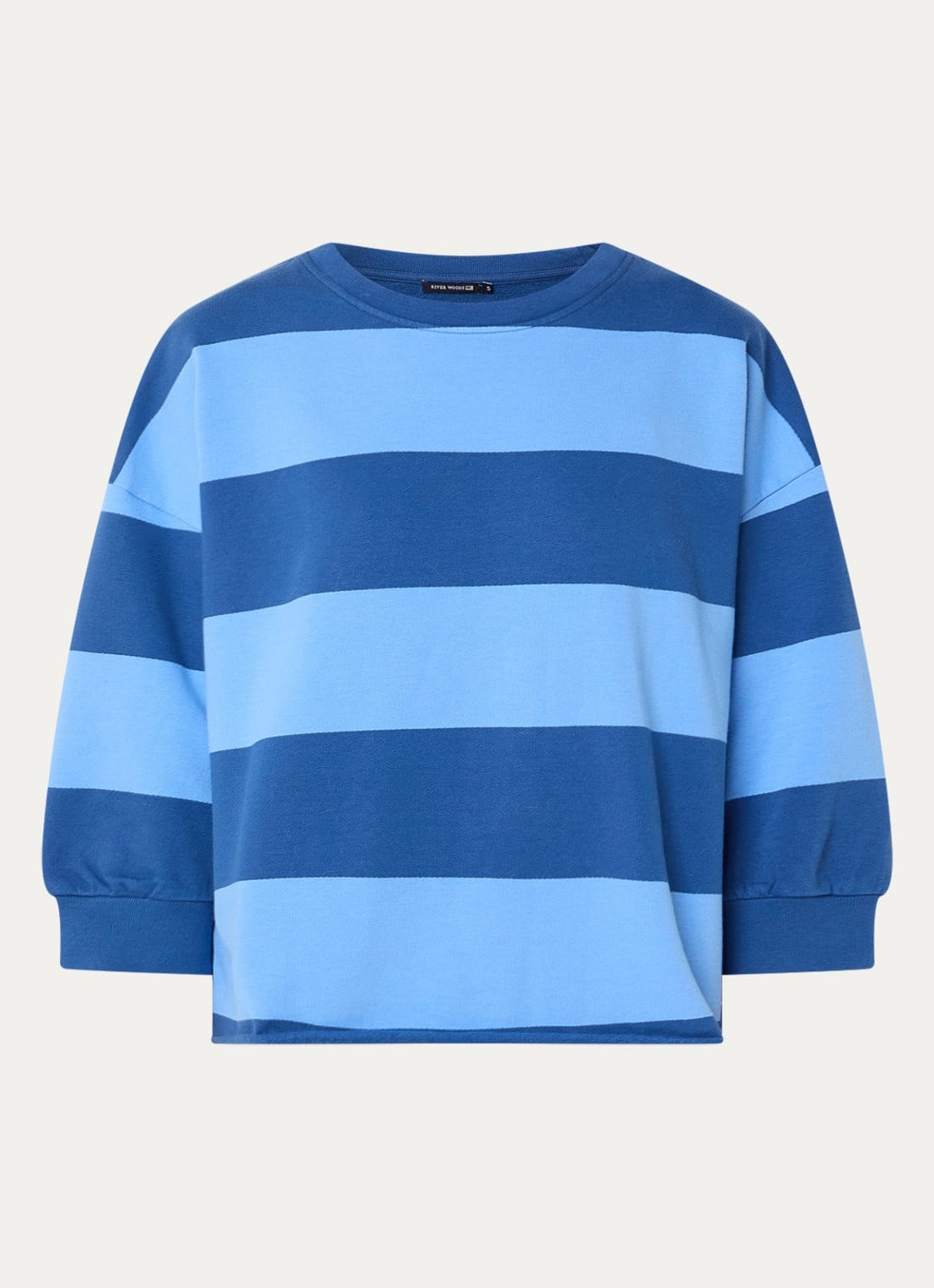 River Woods Sweater met streepprint - voorkant blauw