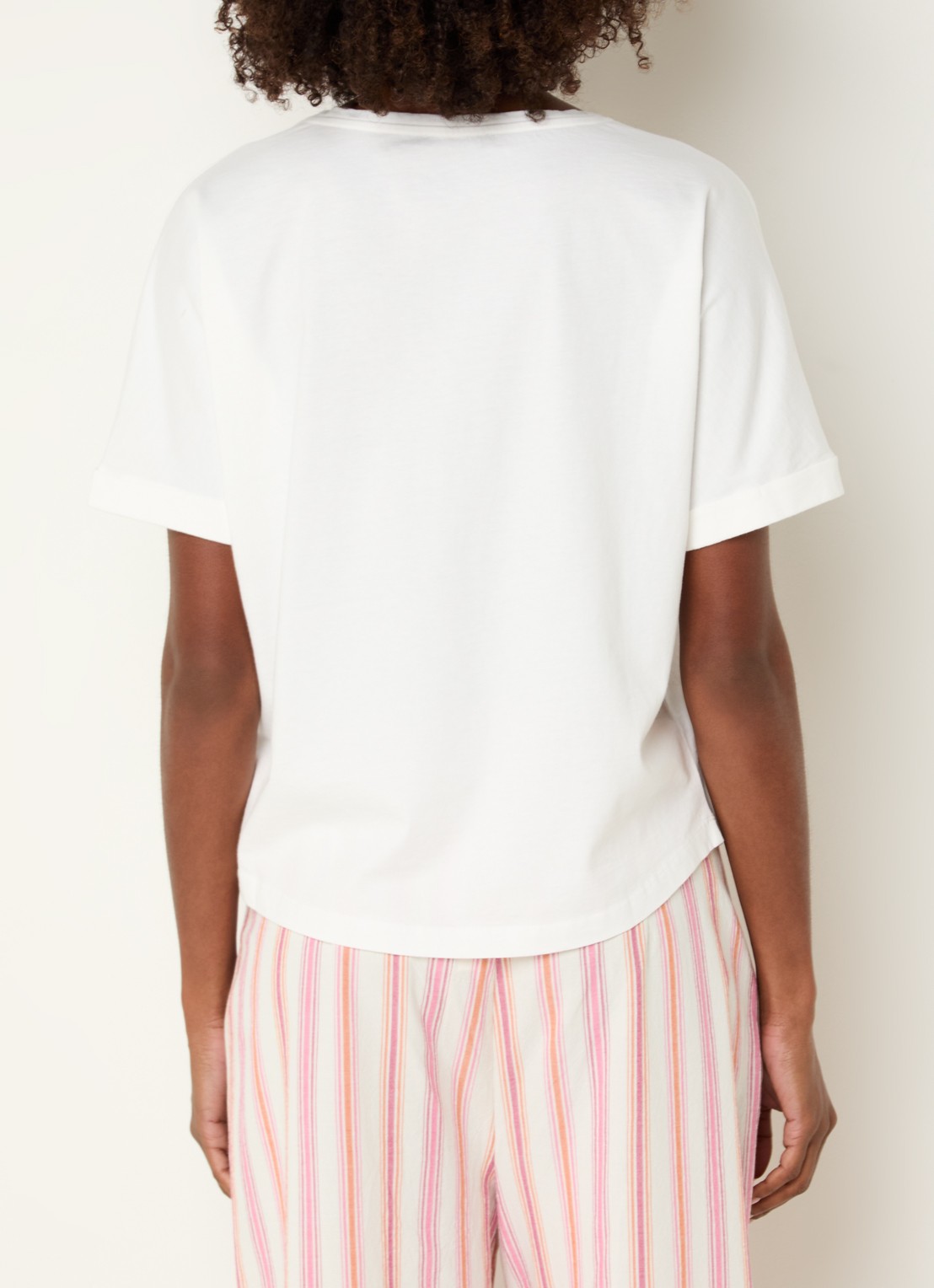 River Woods T-shirt met print en V-hals  - achterkant 4 wit
