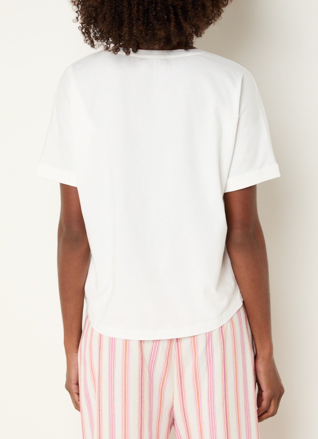 River Woods T-shirt met print en V-hals  - achterkant wit