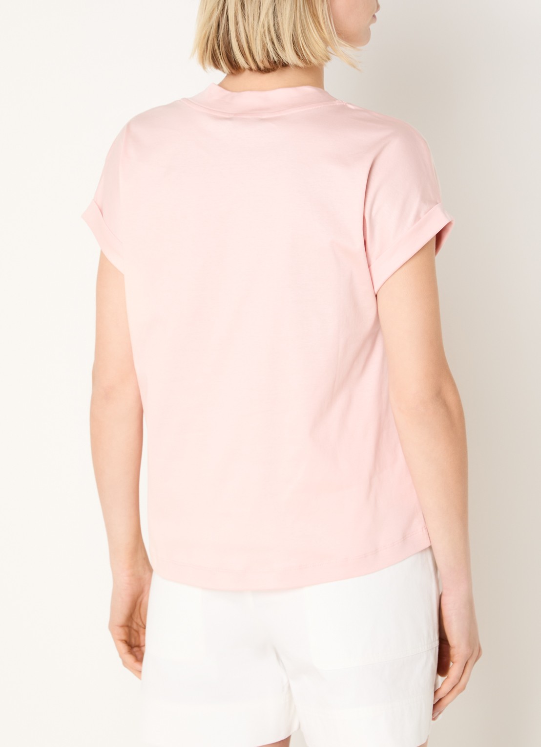 River Woods T-shirt met V-hals - achterkant 2 zalmroze
