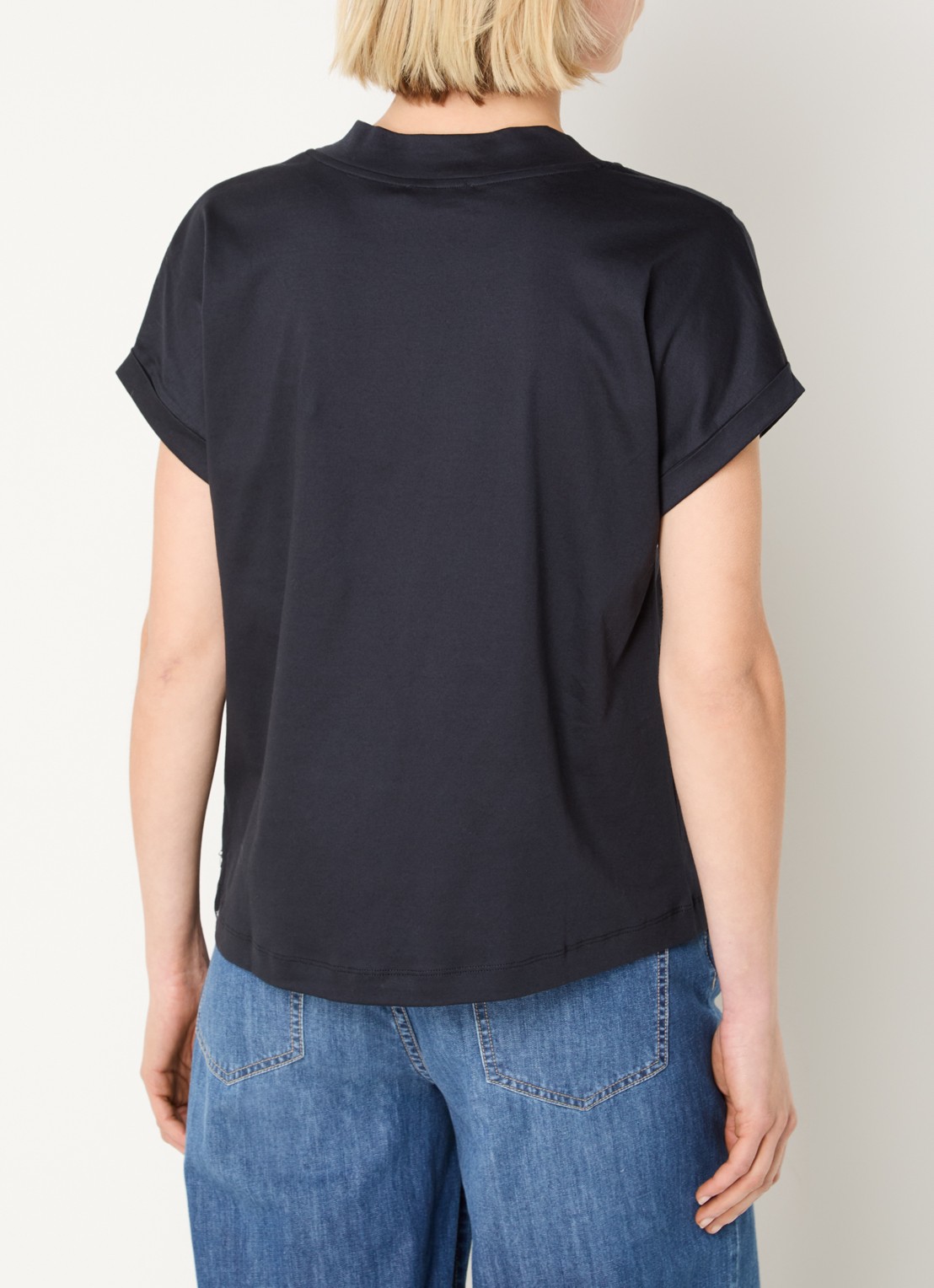 River Woods T-shirt met V-hals - achterkant donkerblauw