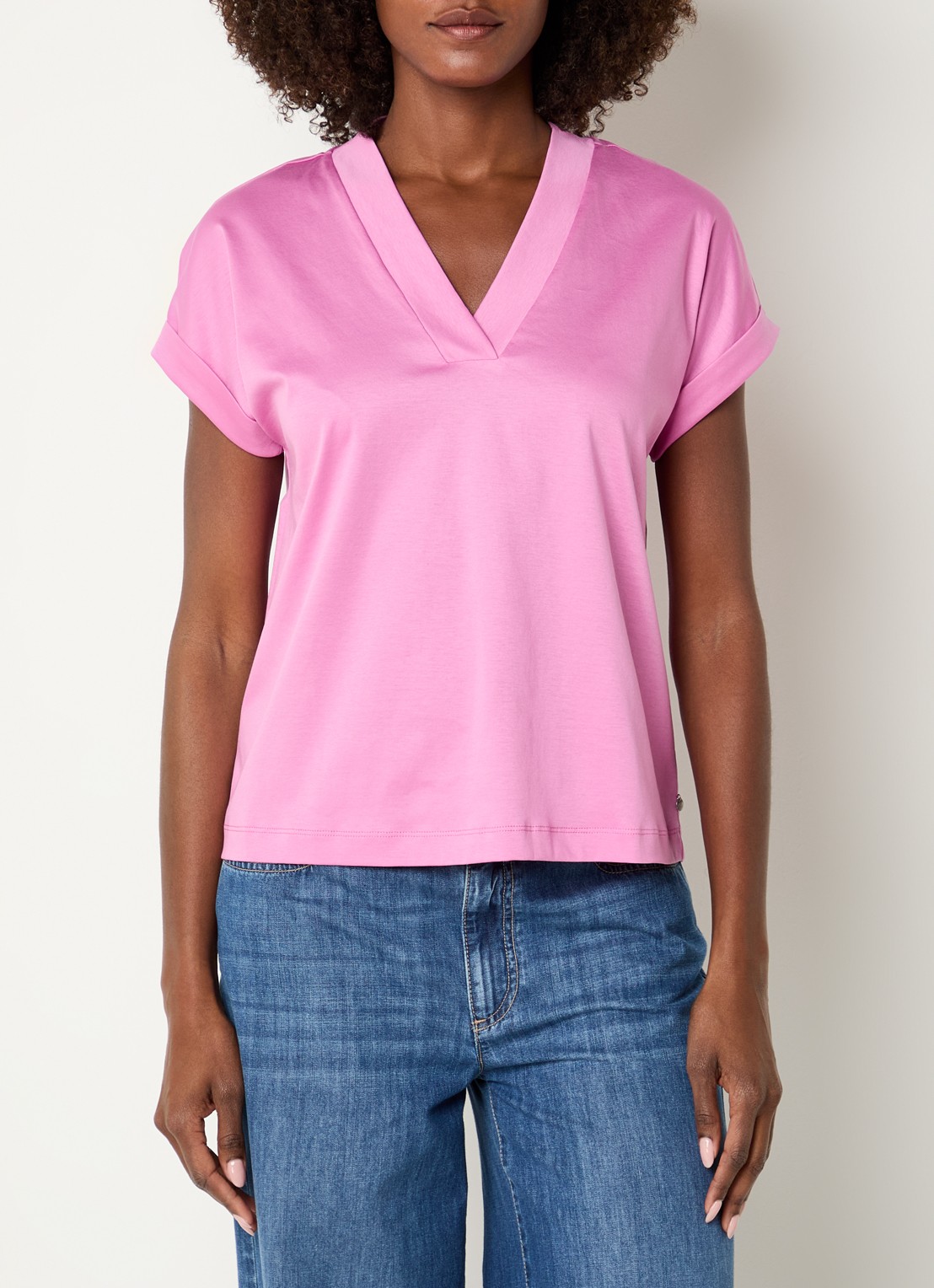 River Woods T-shirt met V-hals - detail 4 roze