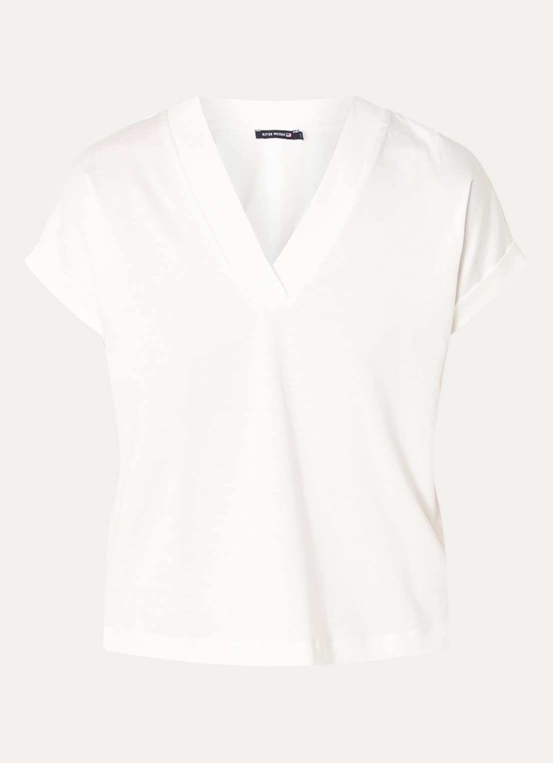 River Woods T-shirt met V-hals - voorkant 2 gebroken wit
