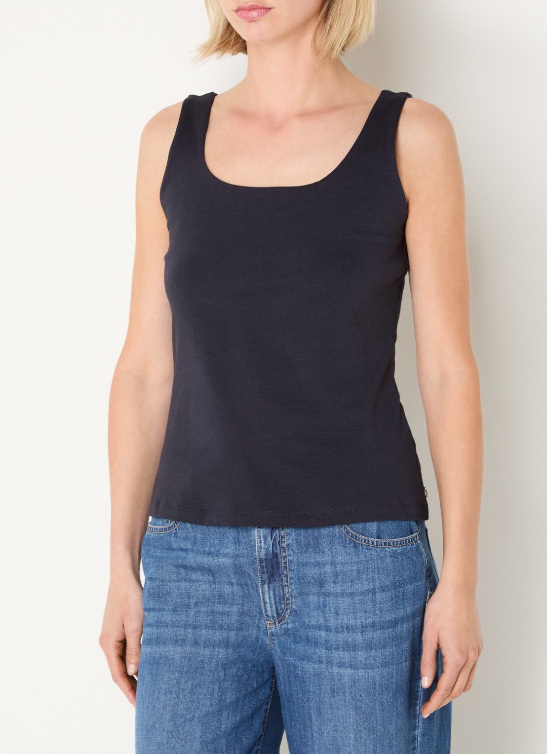 River Woods Tanktop met ronde hals - detail 2 donkerblauw