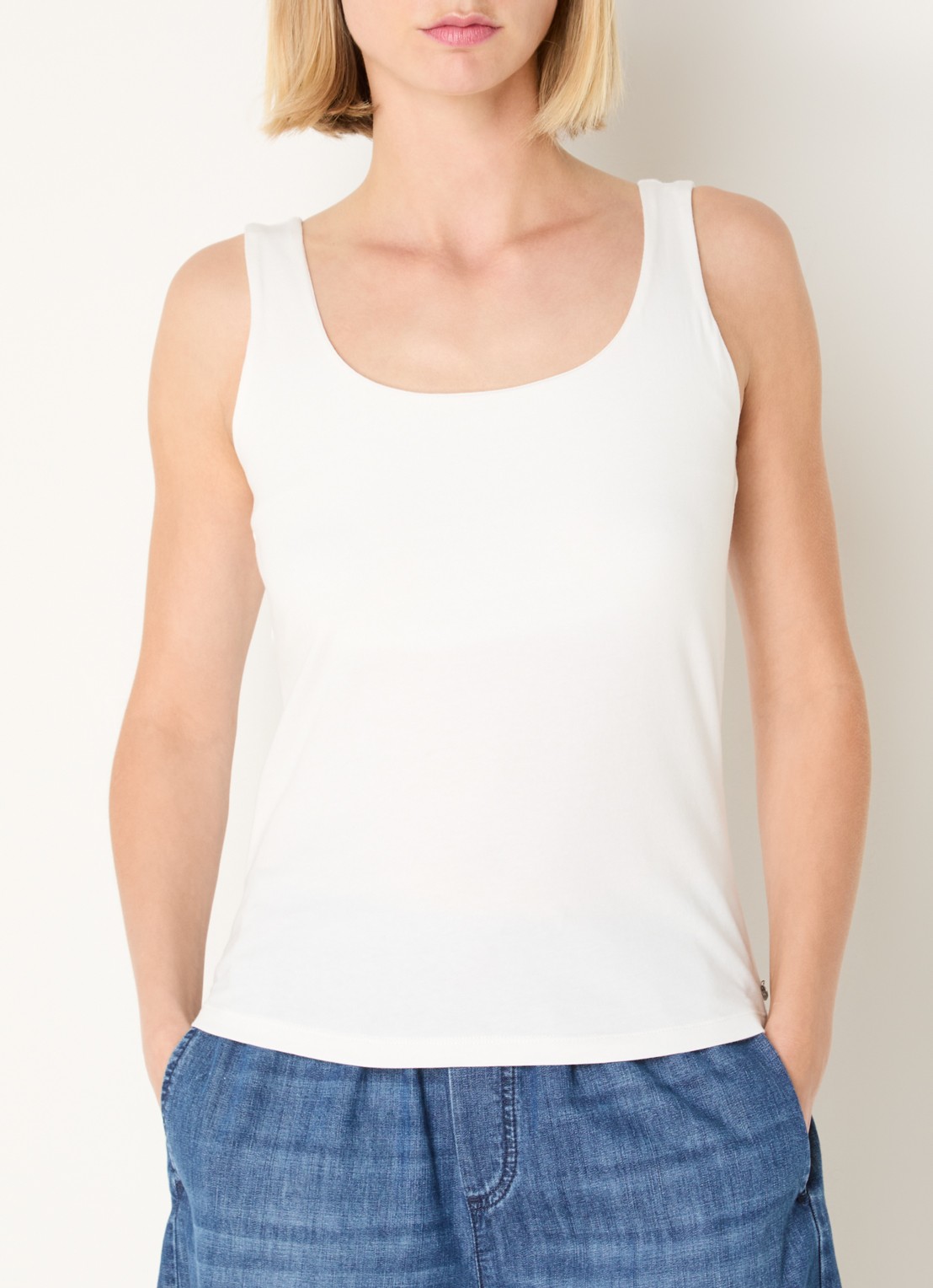 River Woods Tanktop met ronde hals - detail 4 gebroken wit