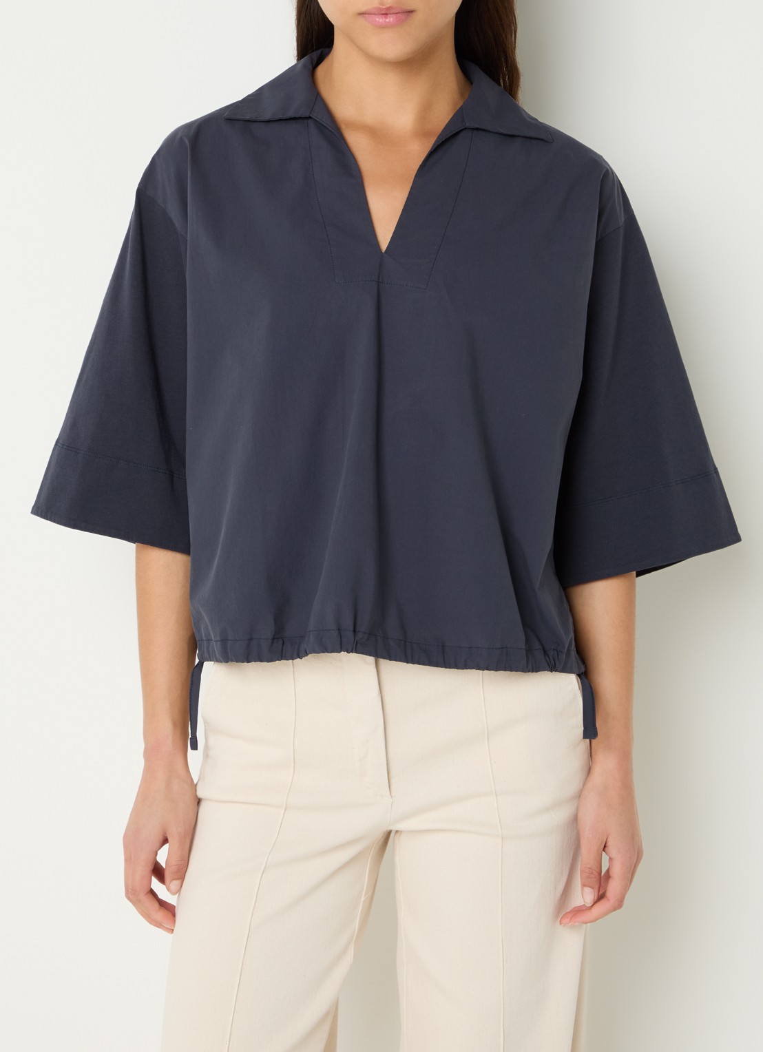 River Woods Top met V-hals - detail 3 blauw