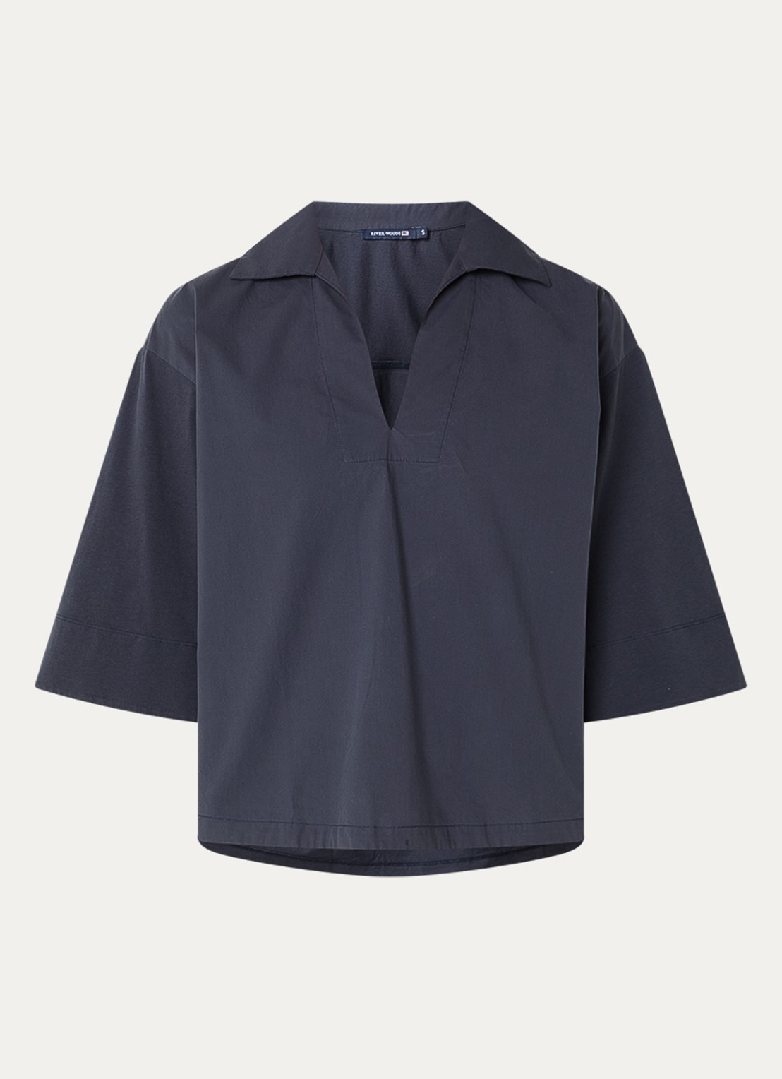 River Woods Top met V-hals - voorkant blauw