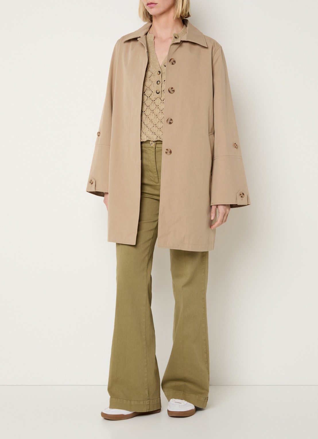 River Woods Trenchcoat met steekzakken - voorkant 3 khaki
