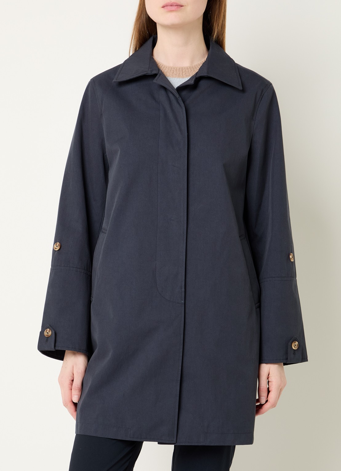 River Woods Trenchcoat met steekzakken - detail 4 blauw