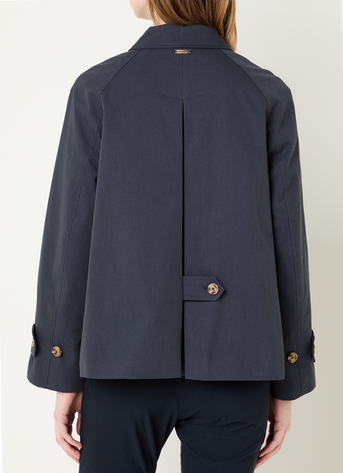 River Woods Trenchcoat met steekzakken - achterkant donkerblauw
