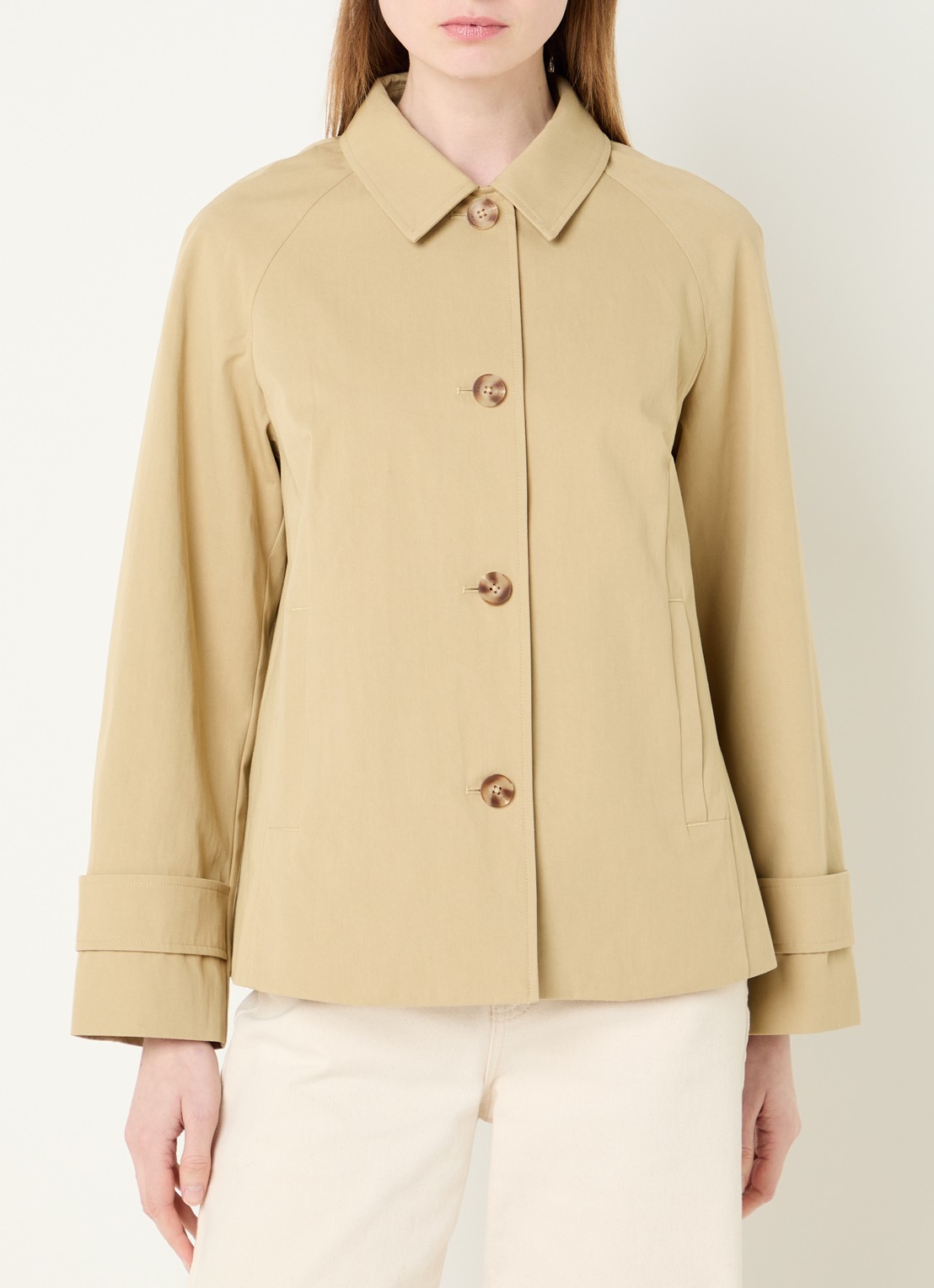 River Woods Trenchcoat met steekzakken - detail 4 khaki