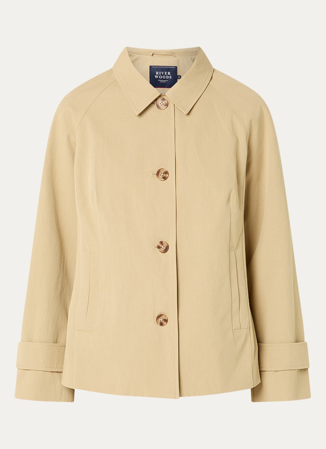 River Woods Trenchcoat met steekzakken - voorkant 2 khaki