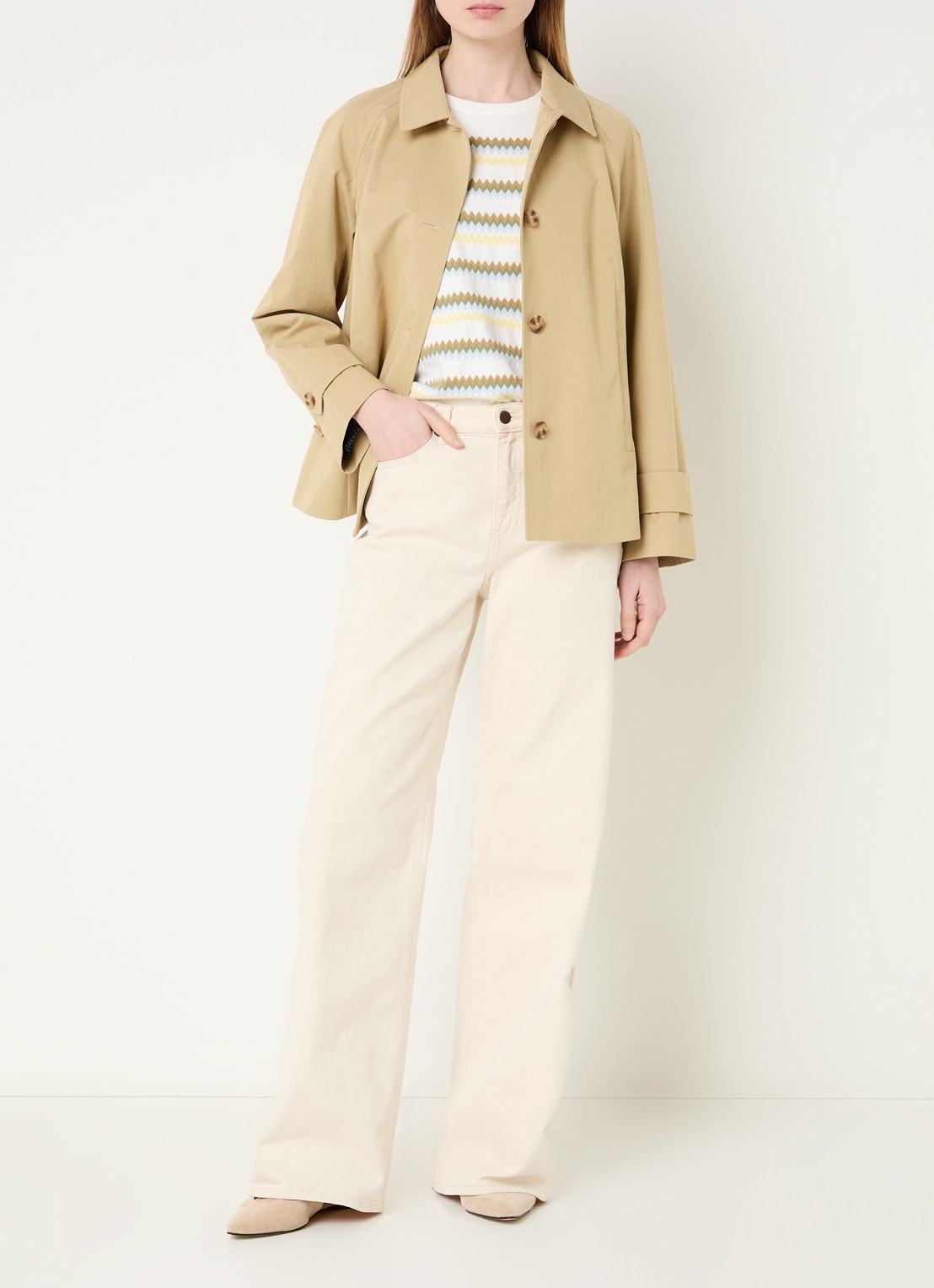 River Woods Trenchcoat met steekzakken - voorkant 3 khaki