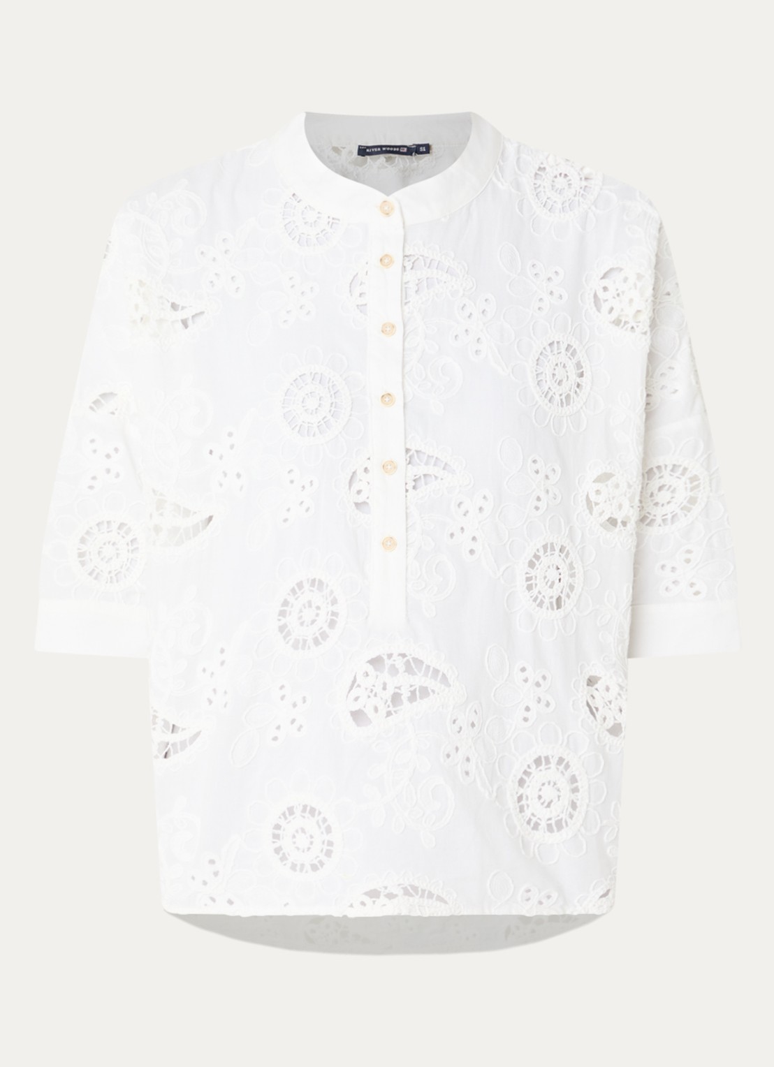 River Woods Tuniek met broderie - voorkant wit