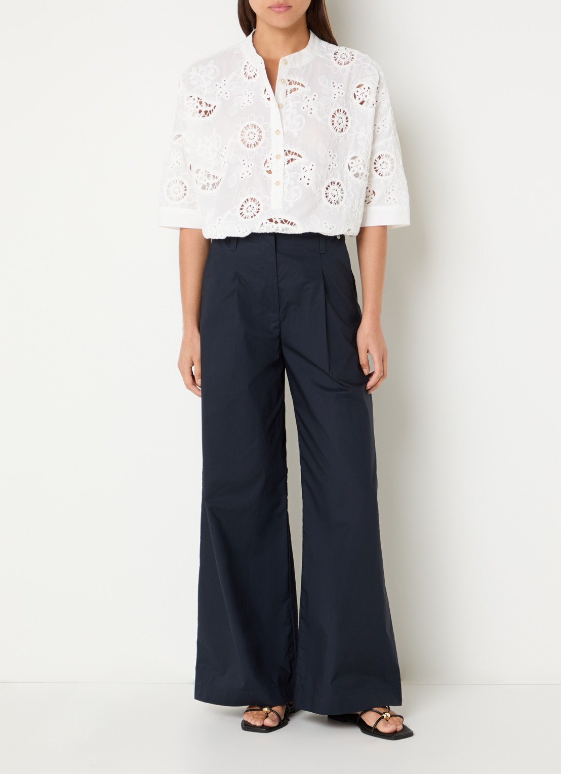 River Woods Tuniek met broderie - voorkant 2 wit