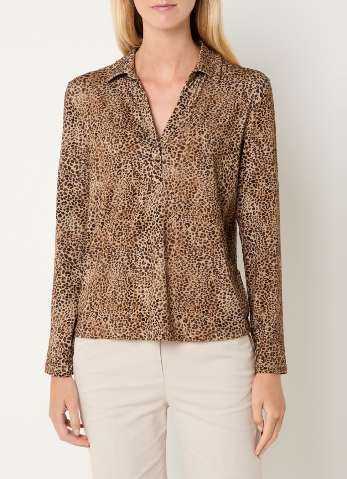 River Woods Tuniek met panterprint - detail camel