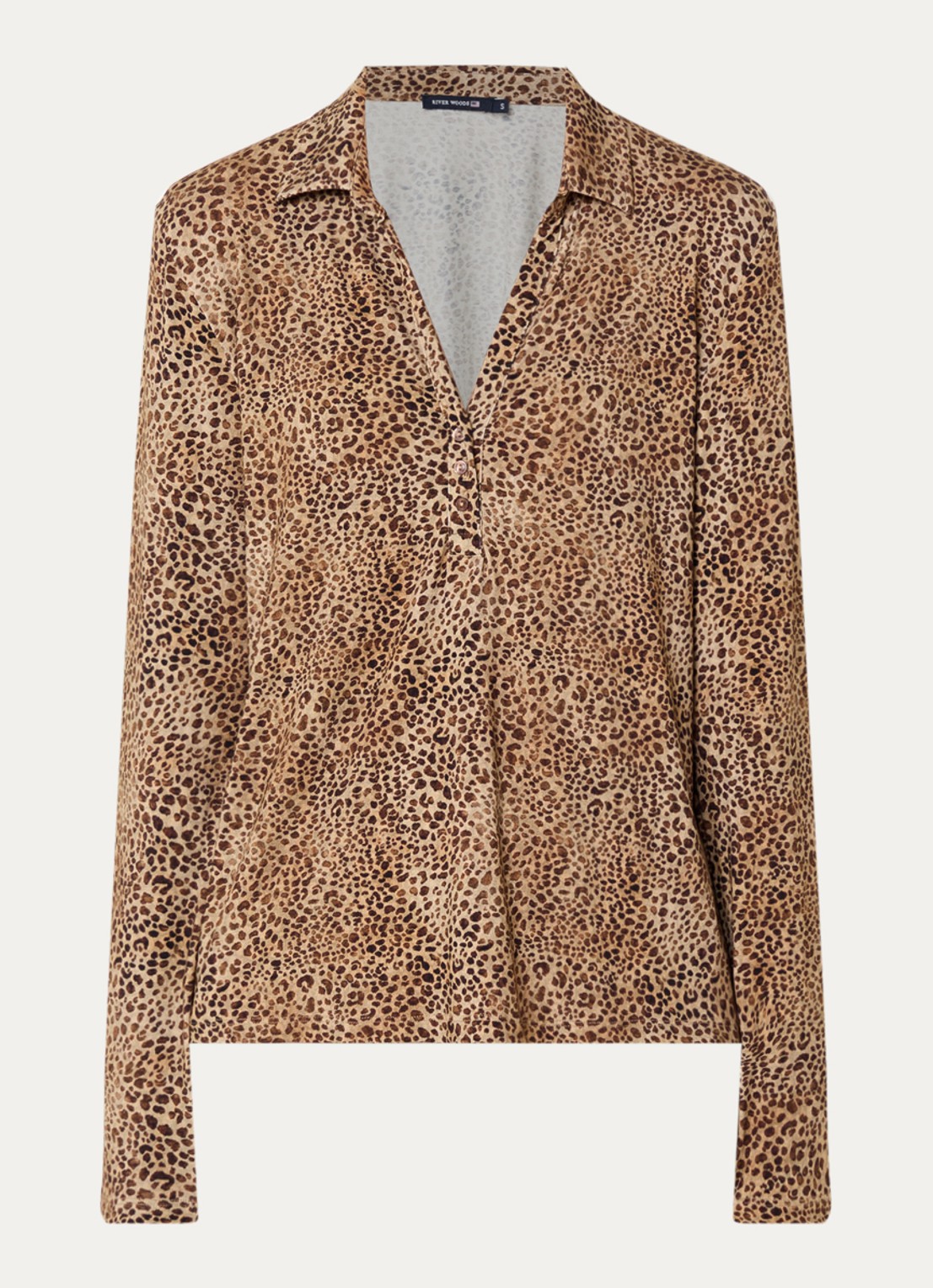 River Woods Tuniek met panterprint - voorkant 3 camel