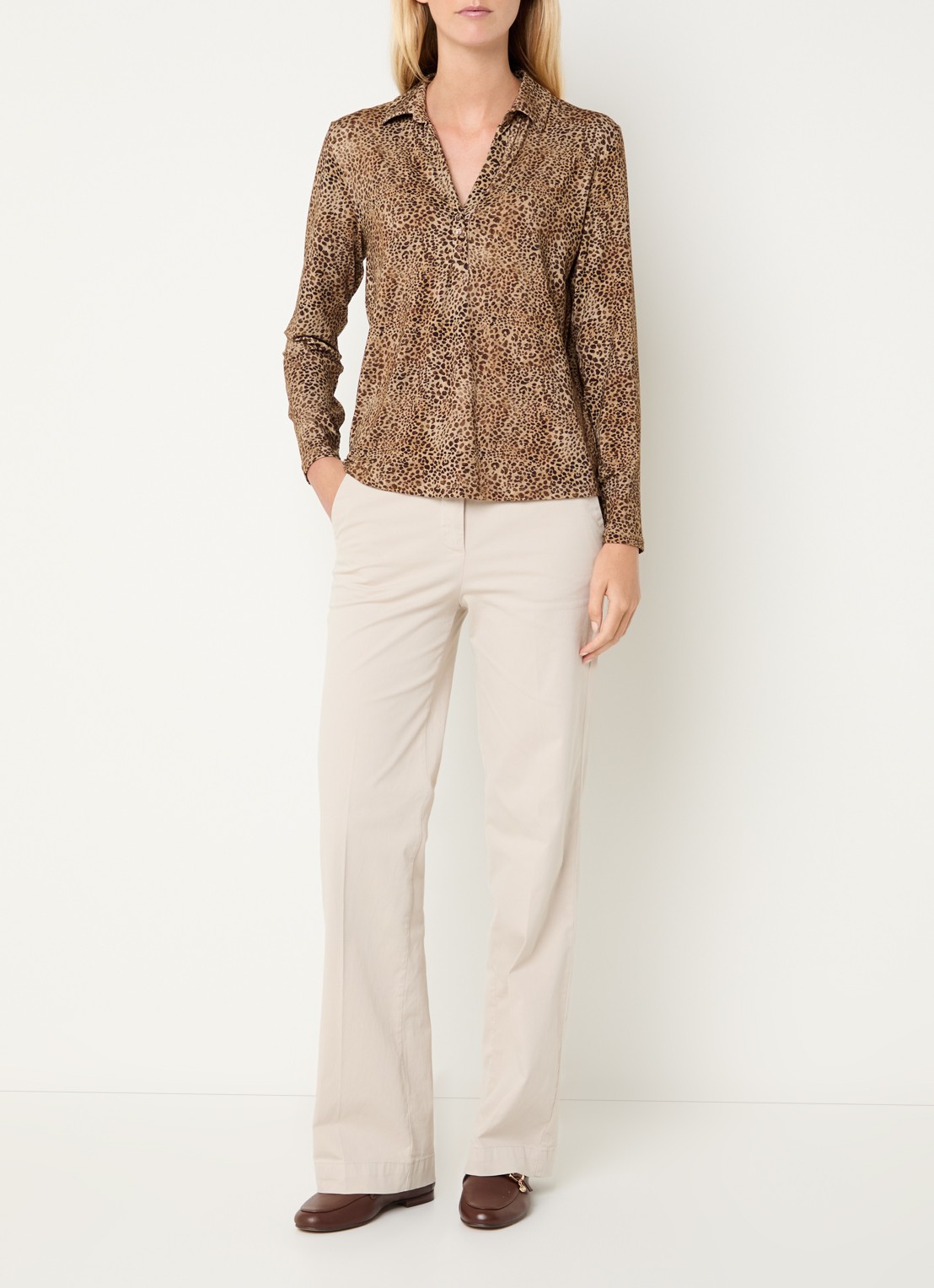River Woods Tuniek met panterprint - voorkant 4 camel