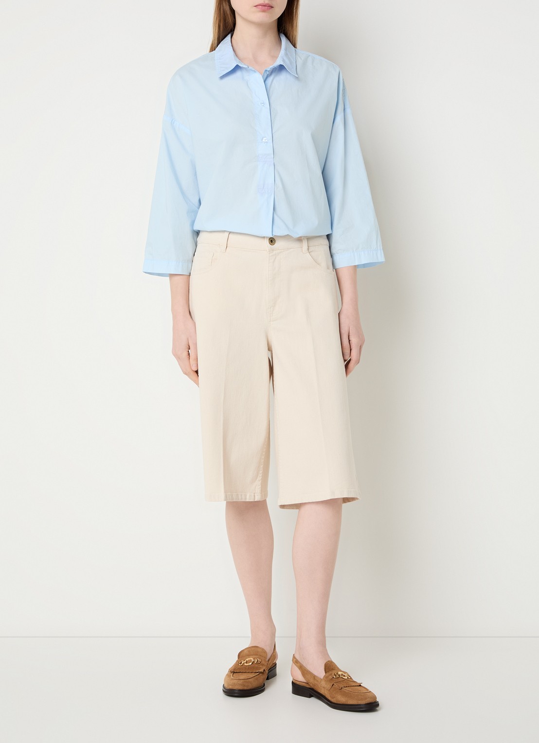 River Woods Tuniek met plooidetail - voorkant 4 lichtblauw