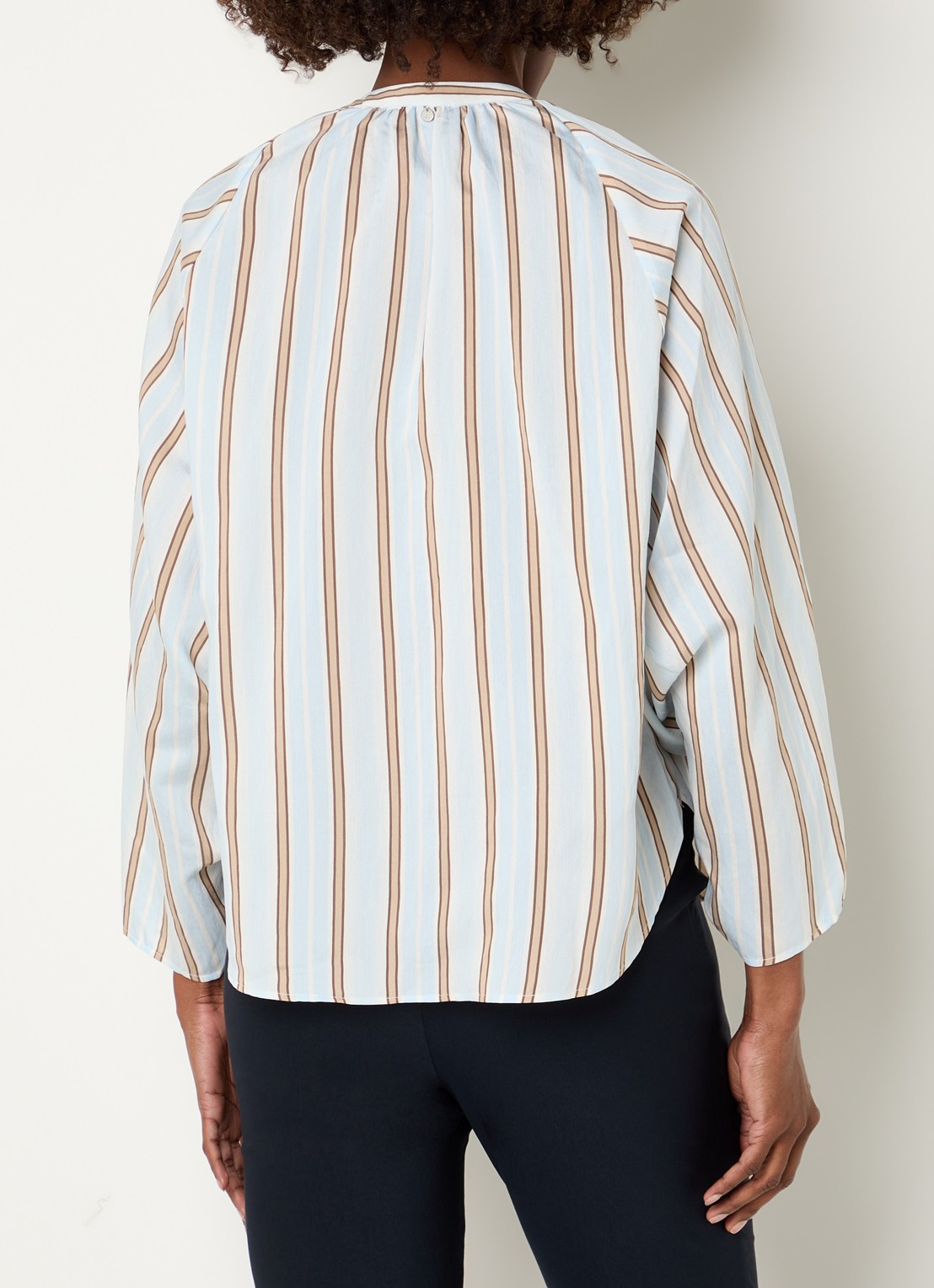 River Woods Tuniek met streepprint en V-hals - achterkant 3 lichtblauw