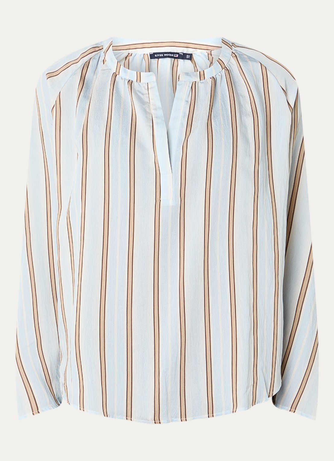 River Woods Tuniek met streepprint en V-hals - voorkant lichtblauw