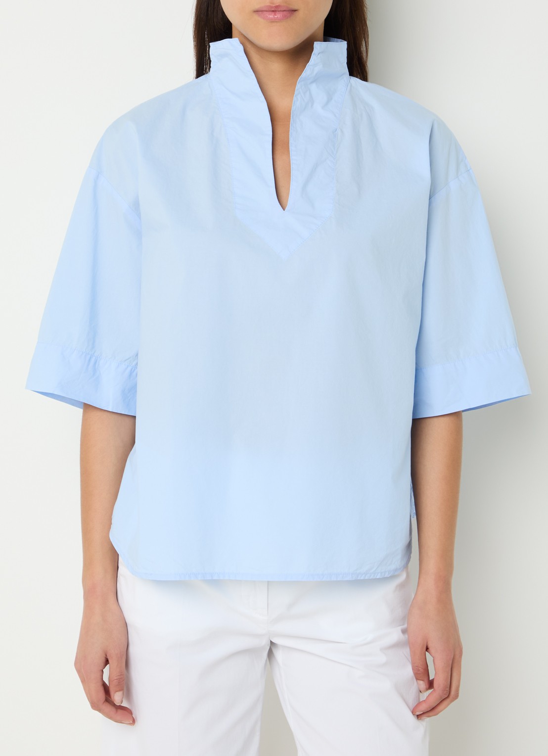 River Woods Tuniek met V-hals en opstaande kraag - detail 3 blauw