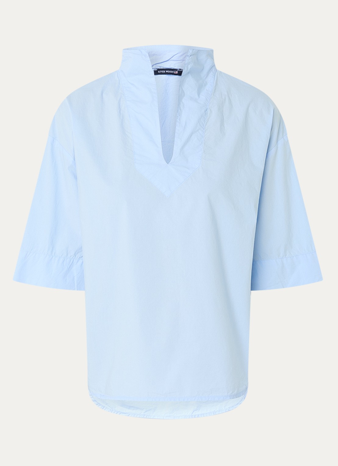 River Woods Tuniek met V-hals en opstaande kraag - voorkant blauw