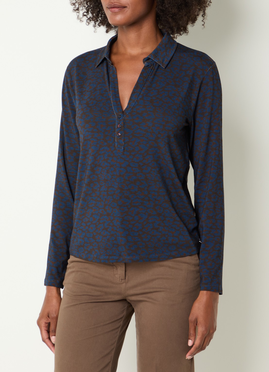 River Woods Tuniek van jersey met panterprint - detail donkerbruin