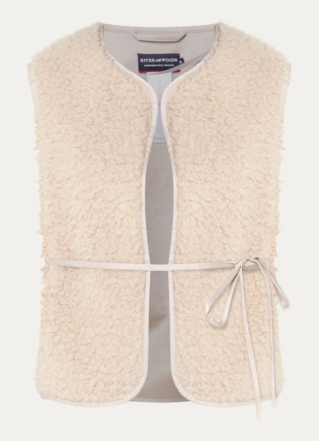 River Woods Vest van teddy - voorkant 2 beige