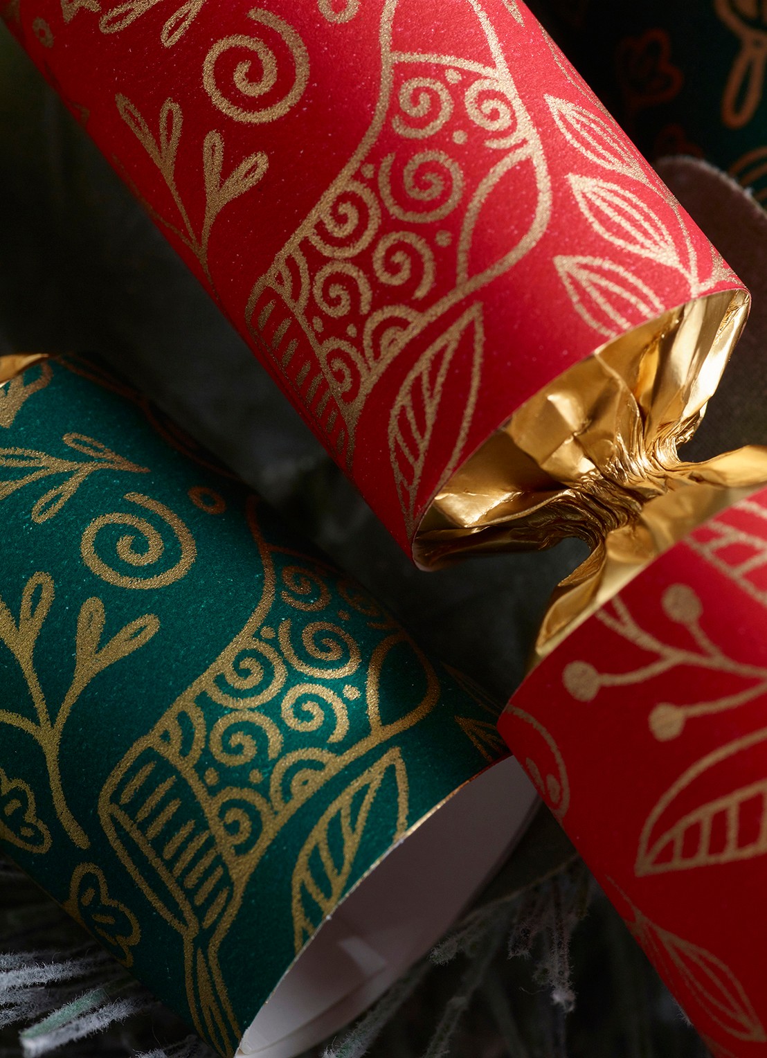 Robin Reed Bon Bon kerstcracker set van 8 - detail goud