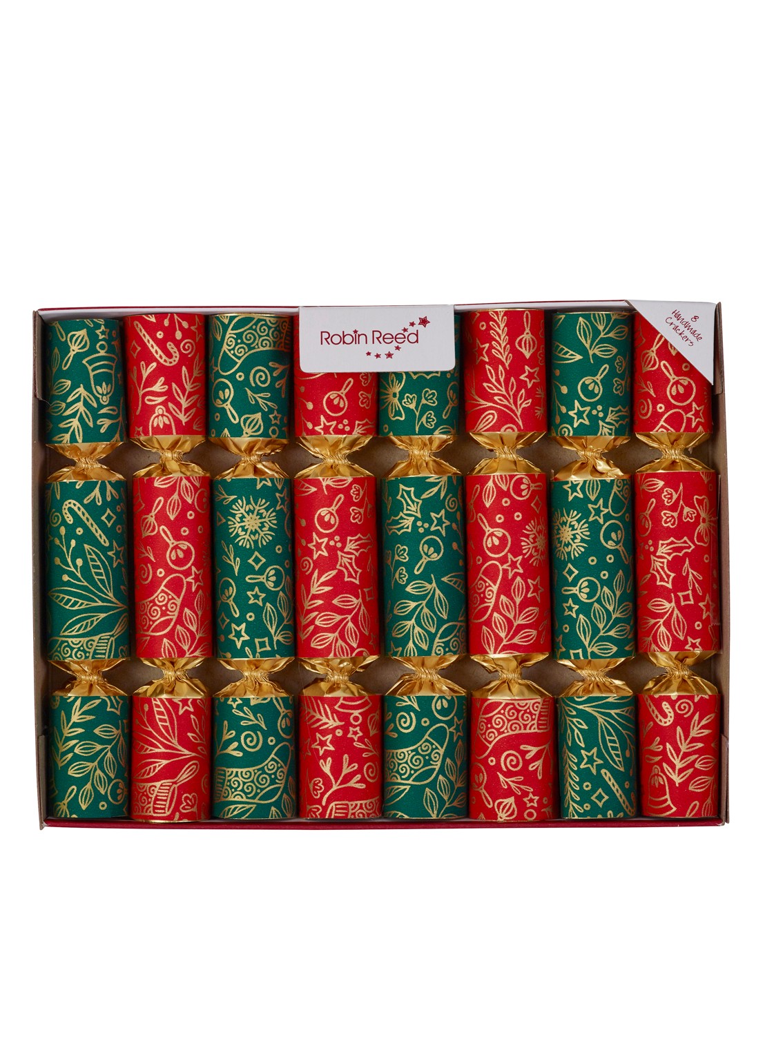 Robin Reed Bon Bon kerstcracker set van 8 - voorkant 3 goud