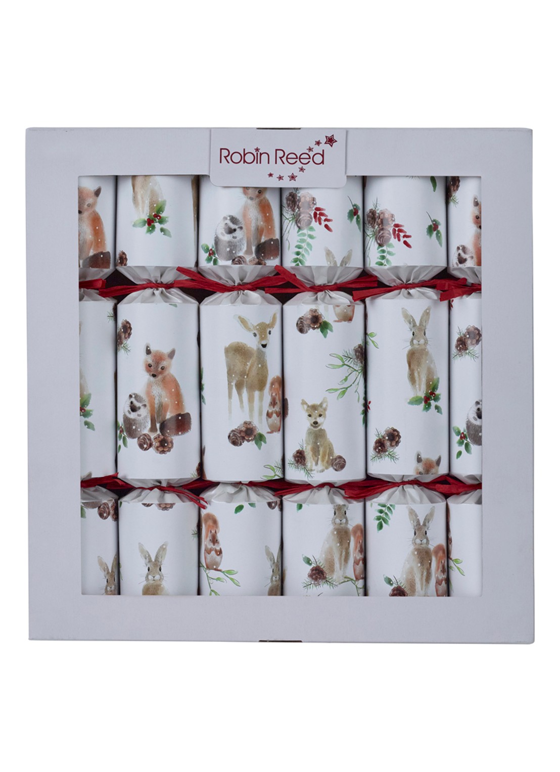 Robin Reed Flower Seeds kerstcracker set van 6 - voorkant wit