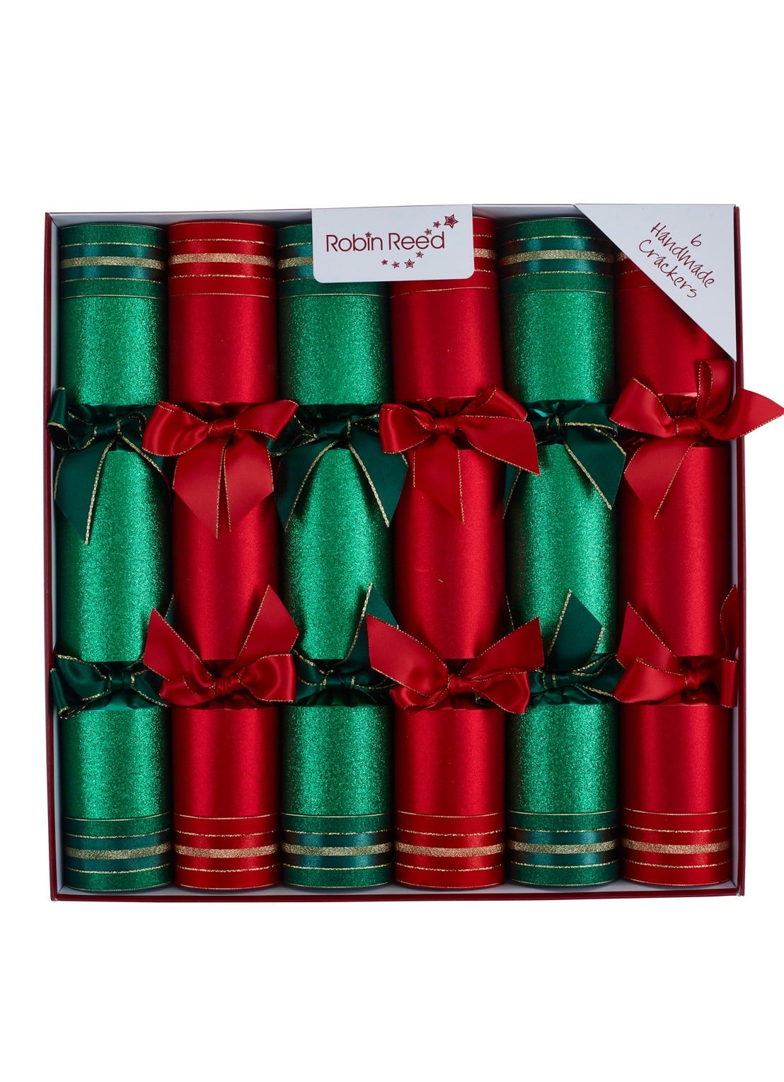 Robin Reed Glamour Stardust kerstcracker set van 6 - voorkant groen