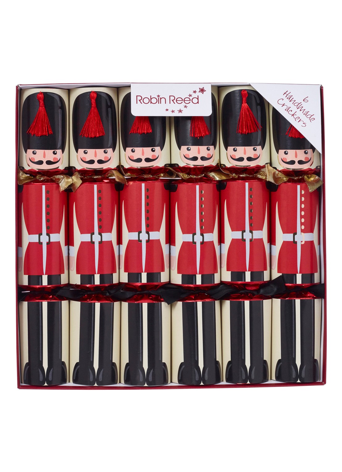 Robin Reed London Guards kerstcracker set van 6 - voorkant rood