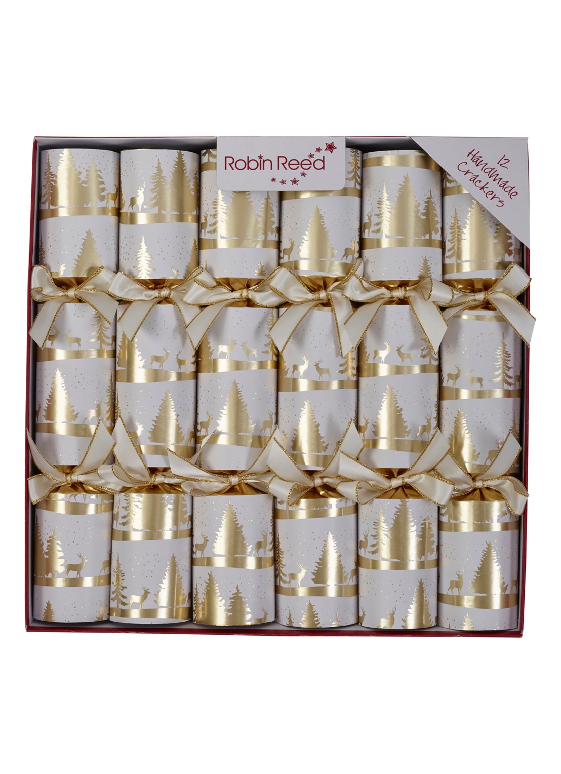 Robin Reed Twilight kerstcracker set van 12 - voorkant wit