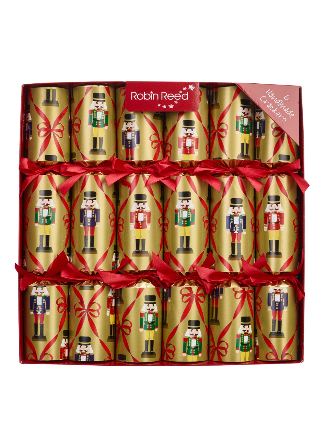 Robin Reed Vintage Nutcracker kerstcracker set van 6 - voorkant goud