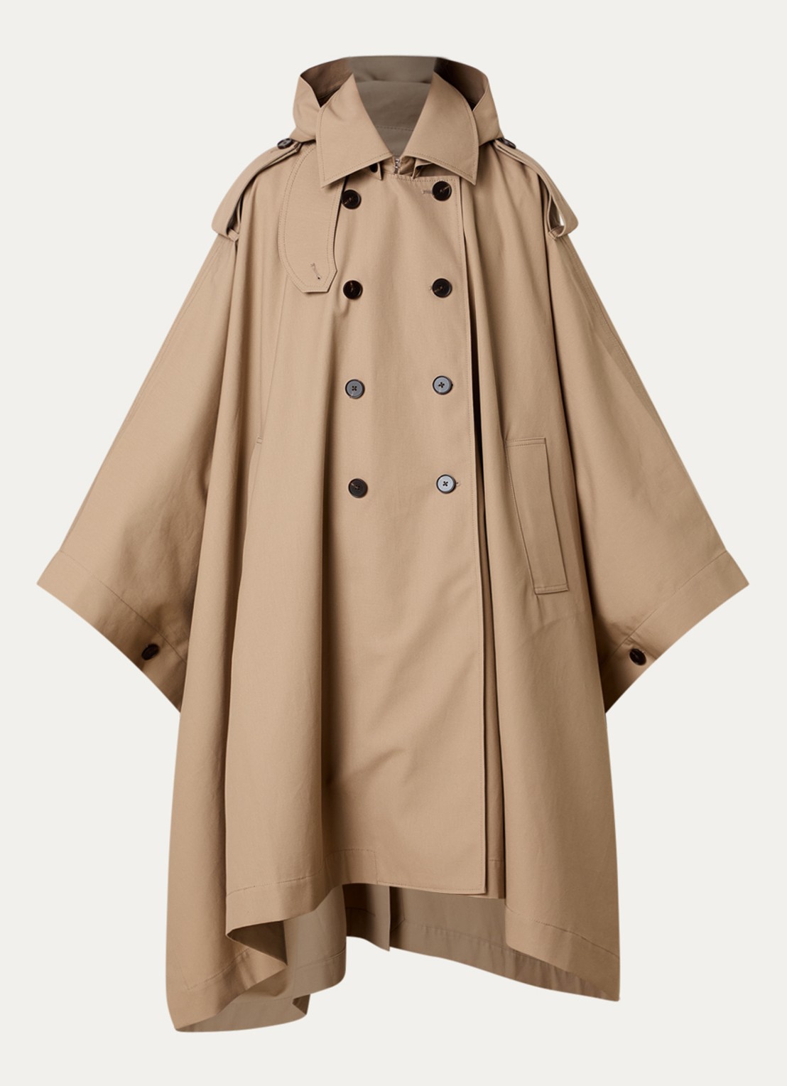 Róhe Asymmetrische trenchcoat met capuchon en steekzakken - voorkant 4 beige
