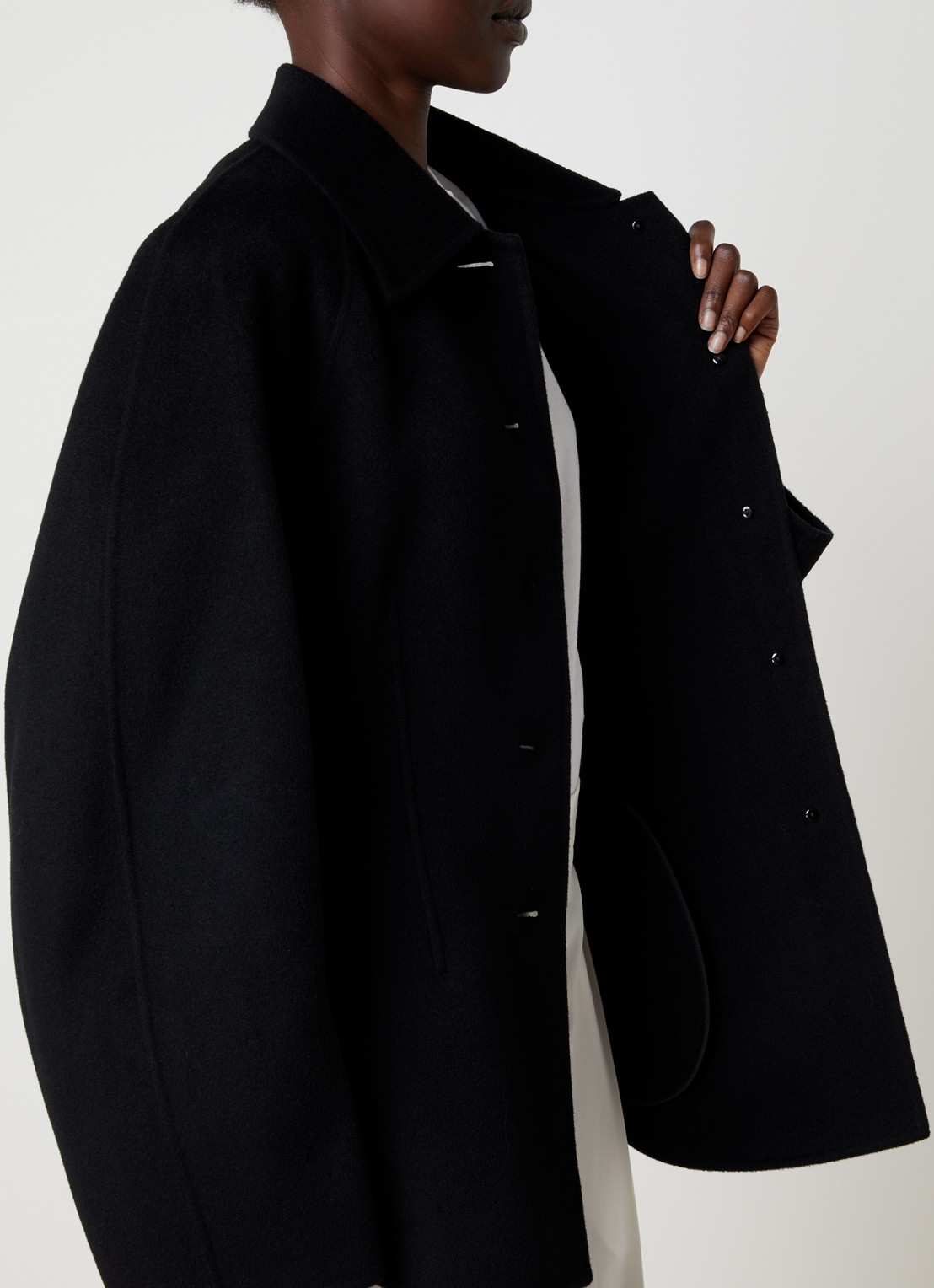 Róhe Blazer in kasjmierblend met steekzakken - detail 2 zwart